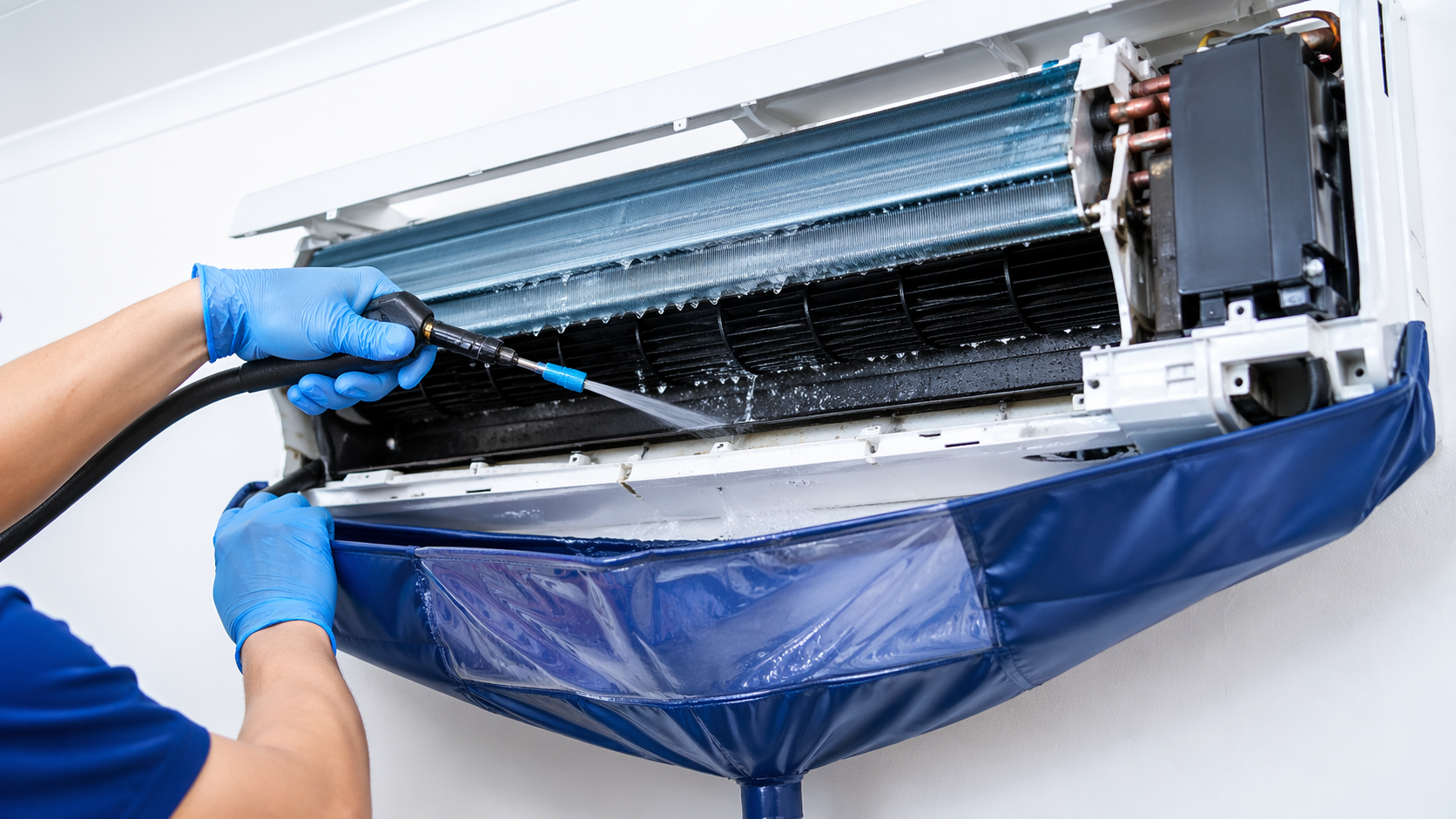 에어컨 내부 고압세척 작업